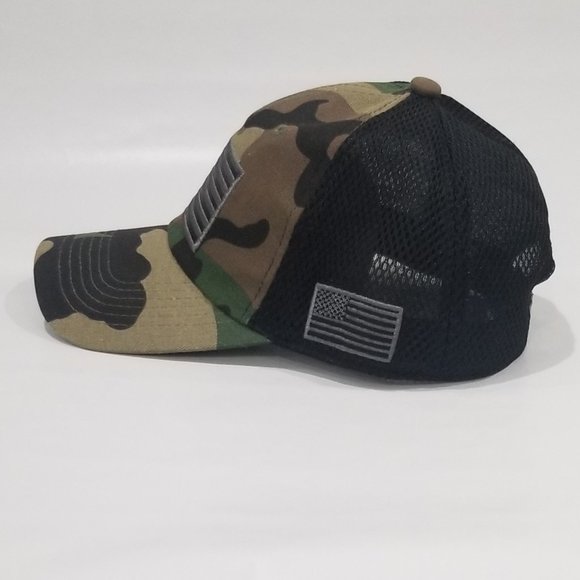 WayCaps - Camo USA Flag Mesh Adjustable Cap - Picture 5 of 13